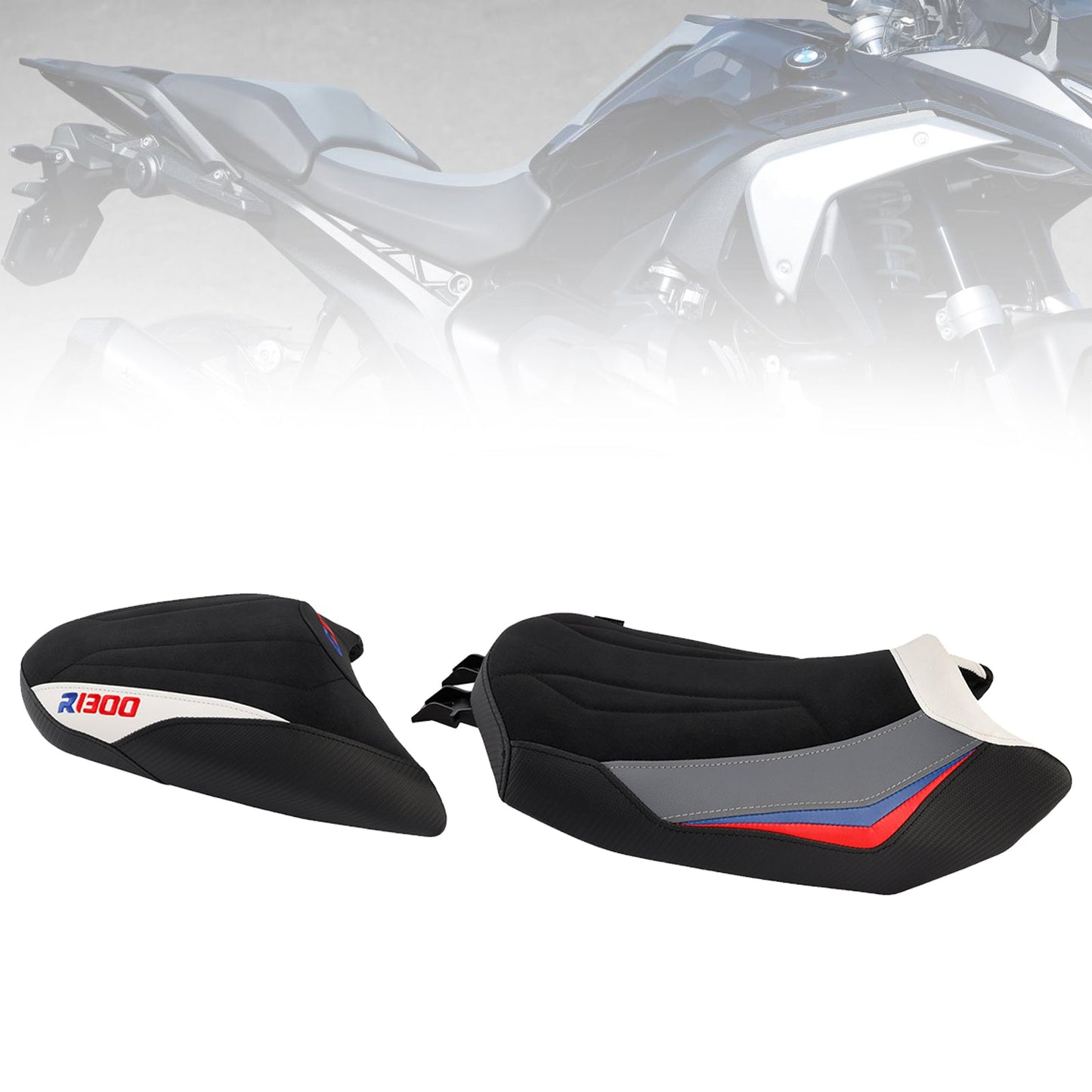 2024-2025 Per BMW R1300GS R 1300 GS Kit sedili conducente e passeggero R 1300 GS Cuscino posteriore bianco