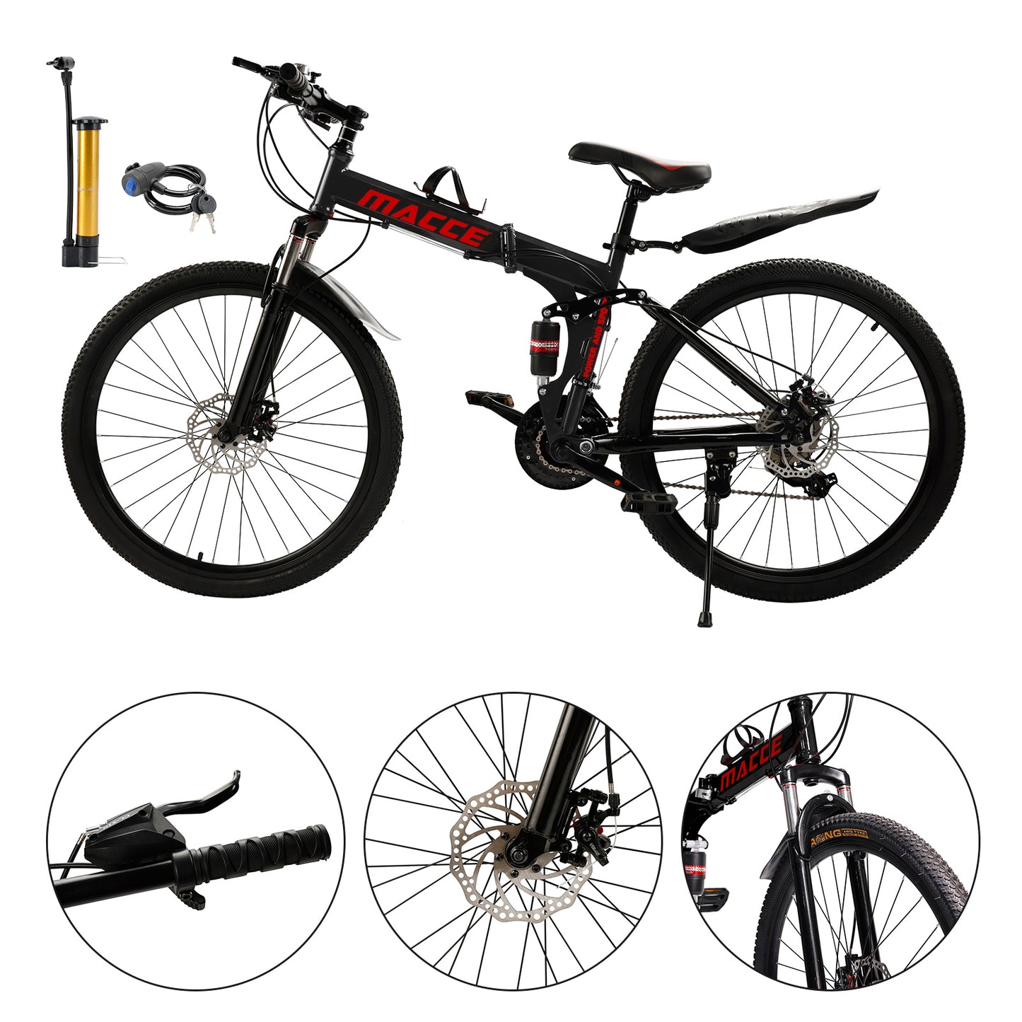 Ruote da 26 "27 velocità a doppio disco a doppio freno pieghevole mountain bike mtb per adulti neri