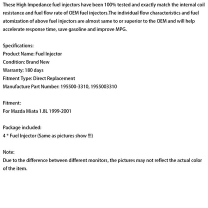Iniettore di carburante Mazda Miata 1.8L 4 pezzi 195500-3310 1955003310 1955003310