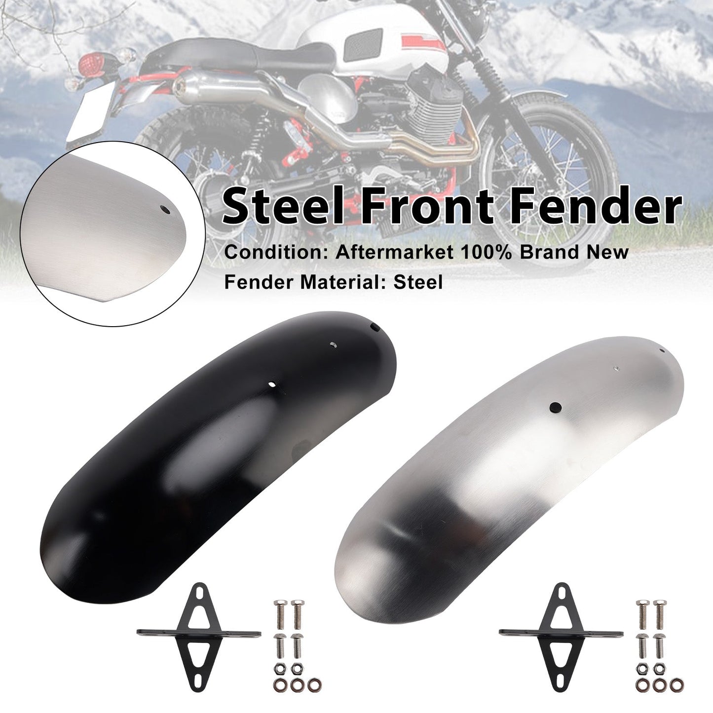 Parafango anteriore in acciaio adatto per MOTO GUZZI V7 II Stone Classic Special 10-16