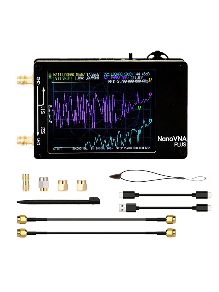 Analizzatore di rete vettoriale portatile NanoVNA Plus da 2,8 pollici aggiornato da 50 kHz a 2,7 GHz