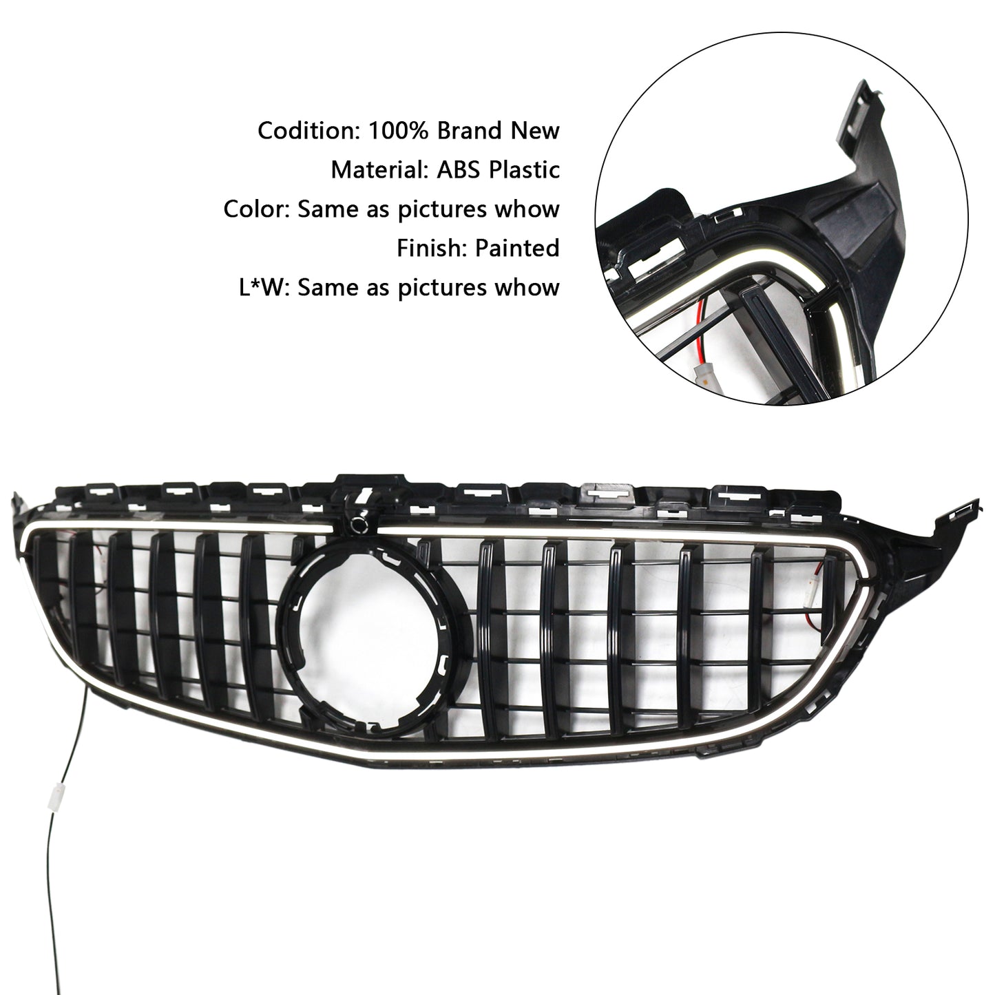 Per Mercedes W205 C250 C300 2015-2021 W/LED Griglia paraurti anteriore nera
