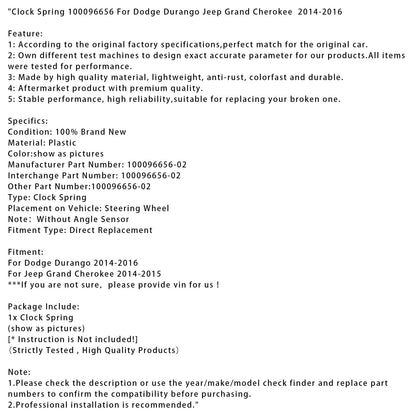Molla dell'orologio 100096656 per Dodge Durango Jeep Grand Cherokee 2014-2016