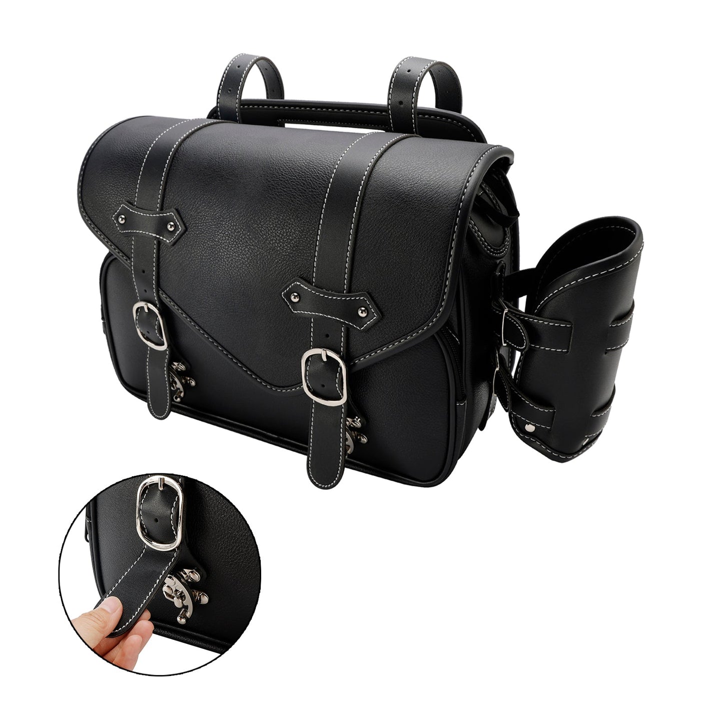 Borsa posteriore in PU Borsa laterale Borsa posteriore Borsa portaoggetti nera per moto