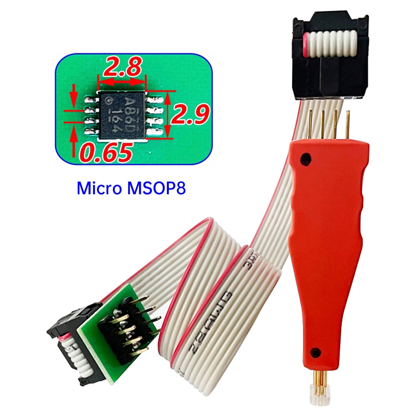 Sonda di prova per bruciatura chip TSSOP8/MSOP8, perno a molla microchip, cavo di collegamento per auto