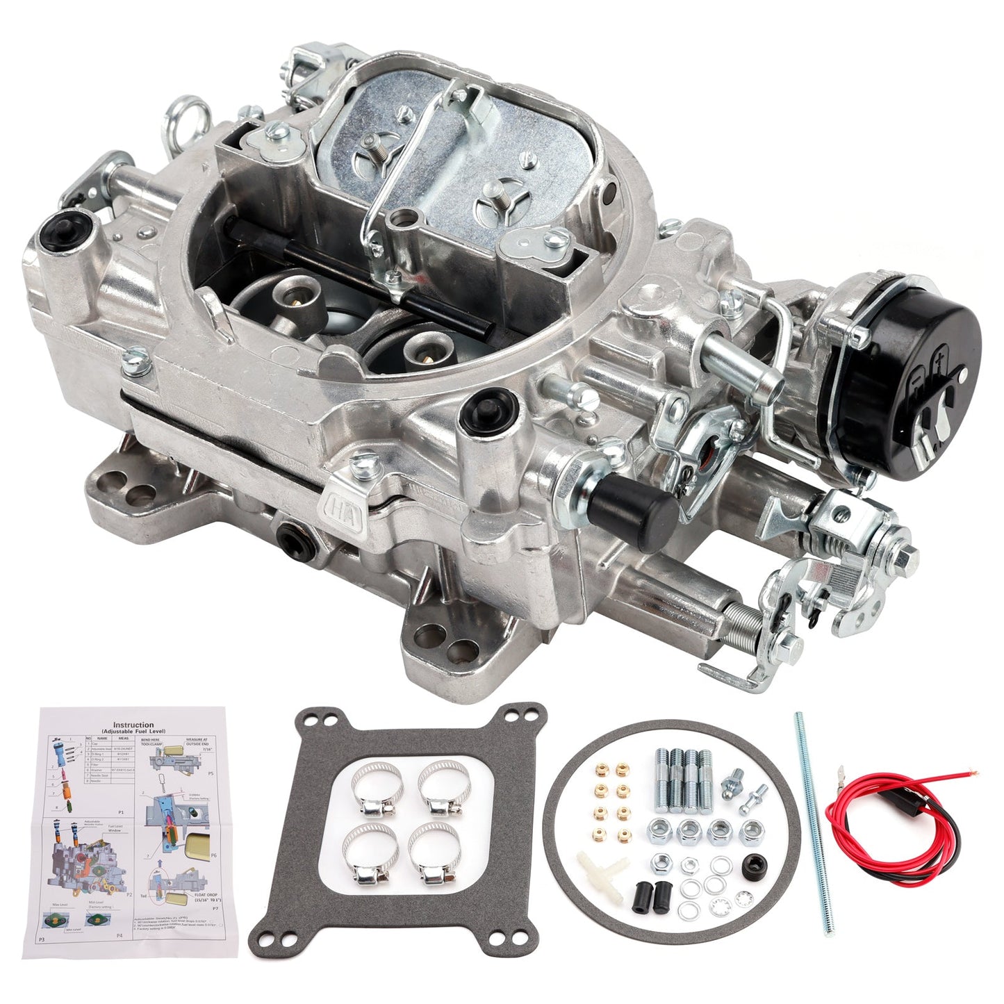 Carburatore 1400 600 CFM 4 corpi, starter elettrico, foro quadrato, valvola dell'aria a 4 corpi