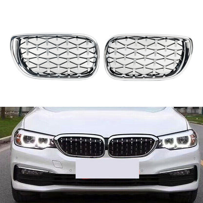 Pair Chrome Diamond Grille For BMW E46 Saloon/Touring Facelift 2002-2005 4Dr