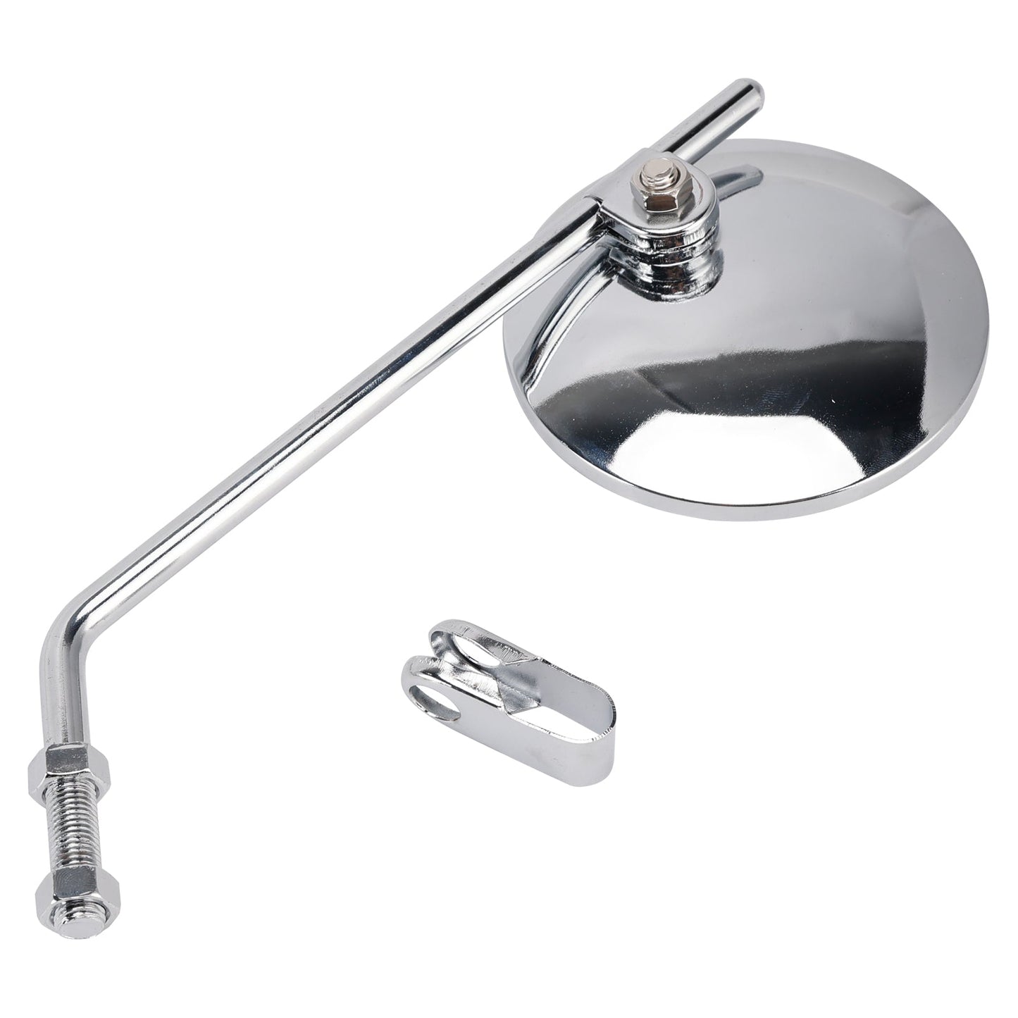 Coppia di specchietti universali per moto da 4"" cromati con morsetto - rotondi per barre da 7/8""