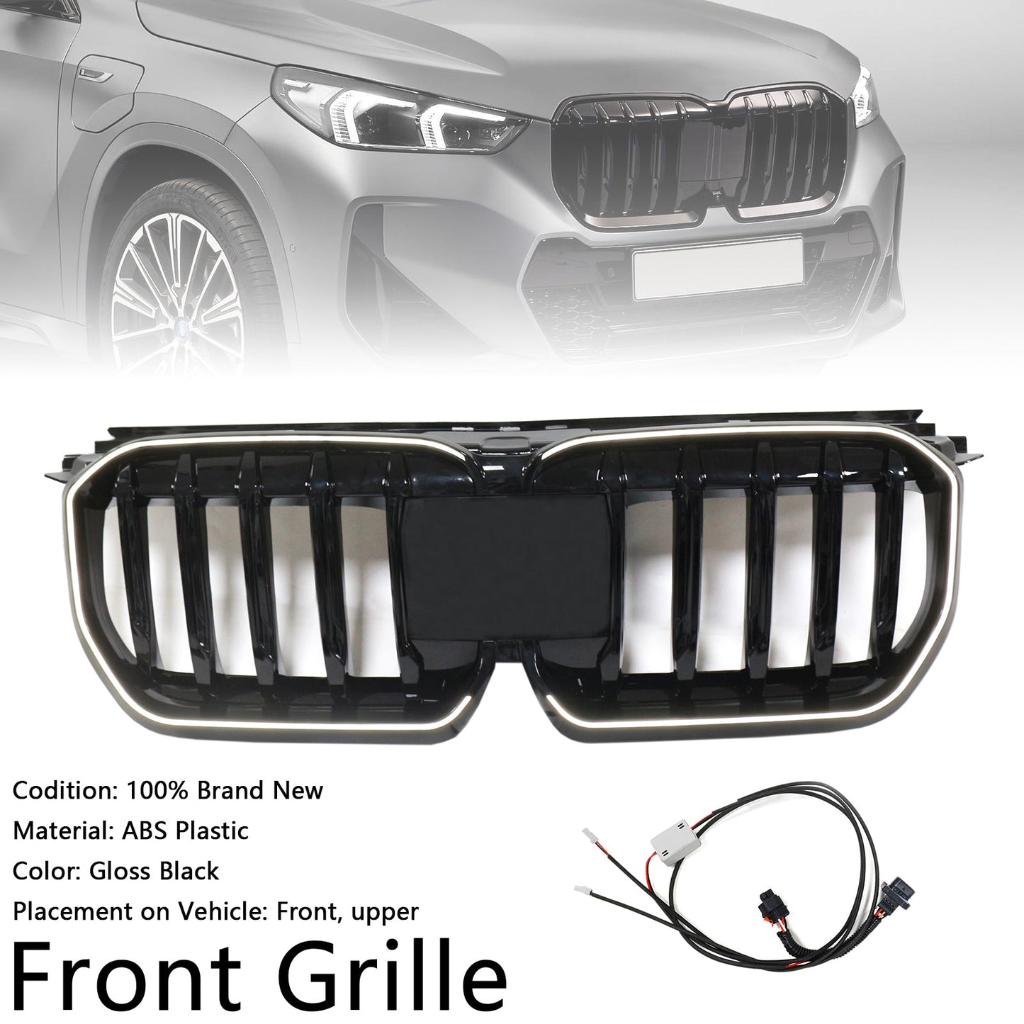 2023-2024 per BMW X1 U11 U12 Grilla a paraurti anteriore nero lucido