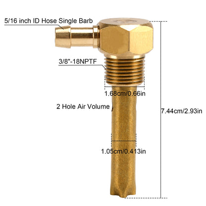 Tubo flessibile da 5/16"" ID, sfiato serbatoio carburante, filettatura 3/8""-18NPTF, per serbatoi piccoli e grandi