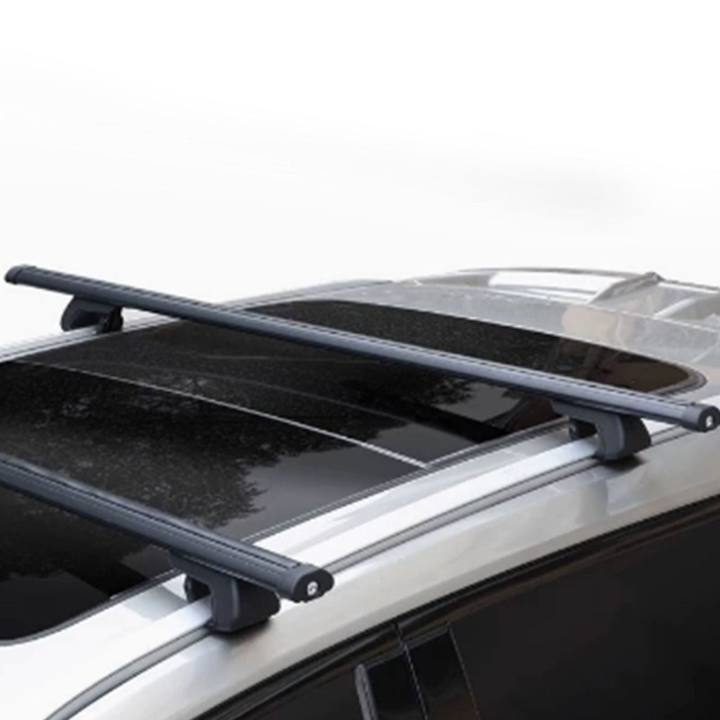 Barre trasversali universali in alluminio per portapacchi da tetto auto, 120 cm, con chiusura a chiave.