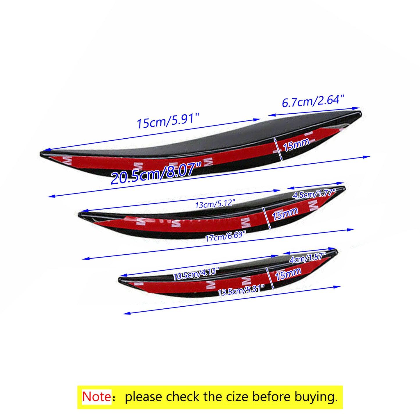 6pcs Universal Gloss Black Car/Auto Paraurti anteriore Pinne Spoiler Canards Refit