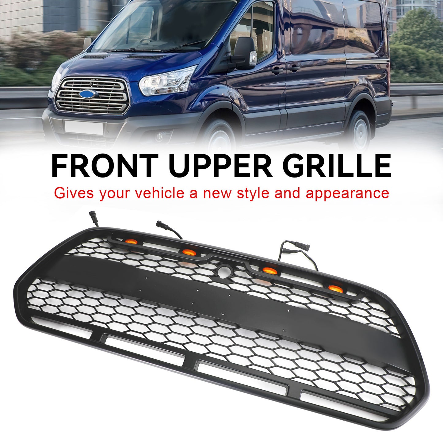 2015-2018 Ford Transit MK8 Raptor Griglia del paraurti anteriore nero matto w / LED