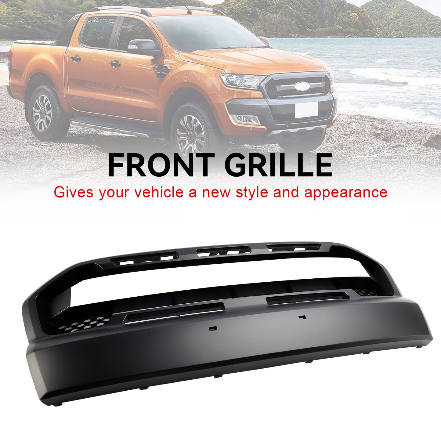 Griglia paraurti anteriore Matt Black Ford Ranger 2015-2019 T7 Stile Raptor