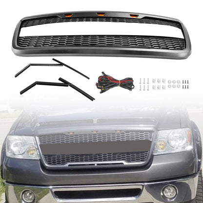 Per Ford F-150 2004 2005 2006 2007 2008 Style Raptor Griglia del cofano anteriore in rete sostitutiva con LED
