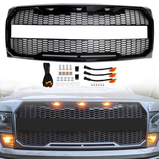 Griglia paraurti anteriore stile Raptor nero lucido adatta per Ford F150 2009-2014