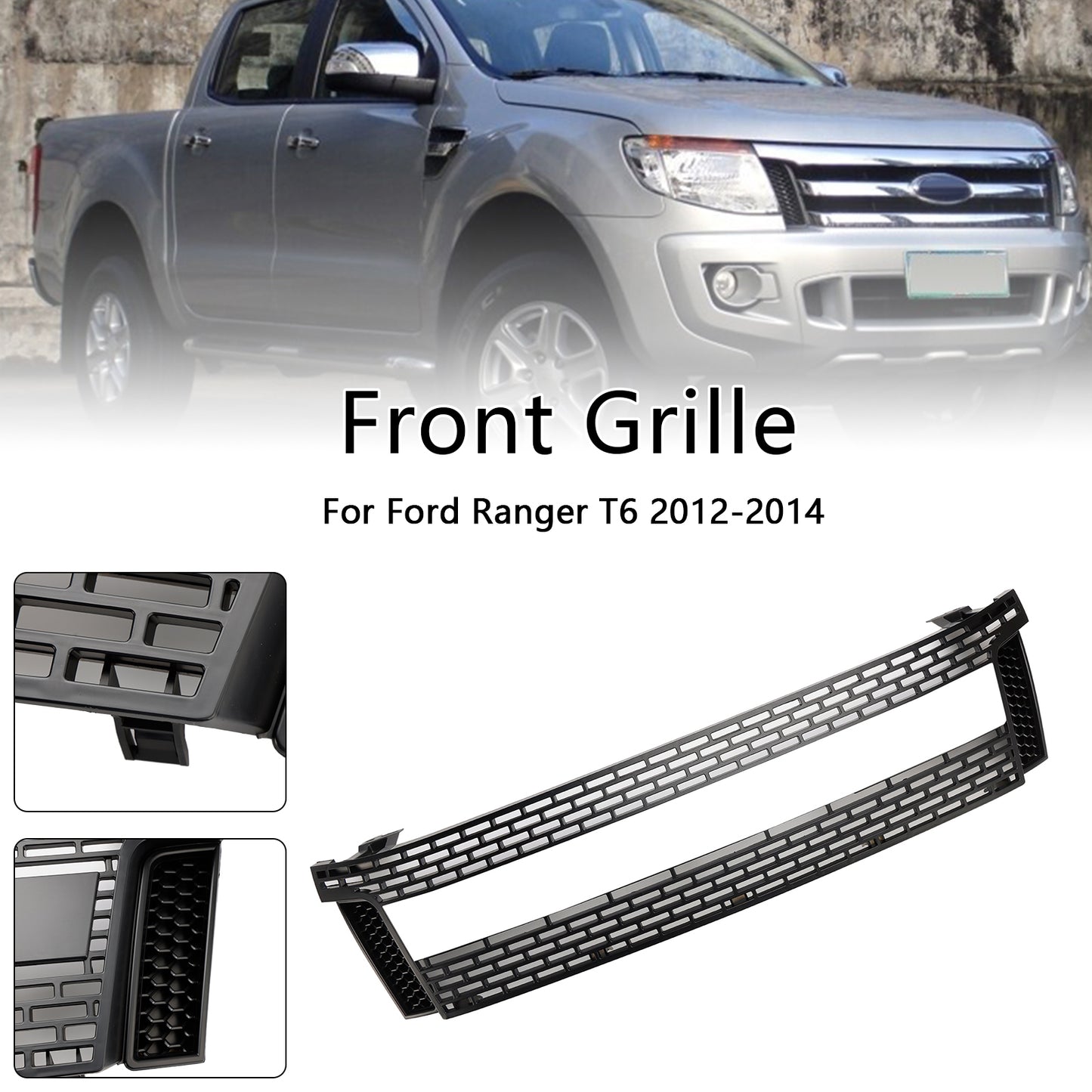 Griglia paraurti anteriore nera opaca per 2012 2013 2014 Ford Ranger(con/senza luci LED)