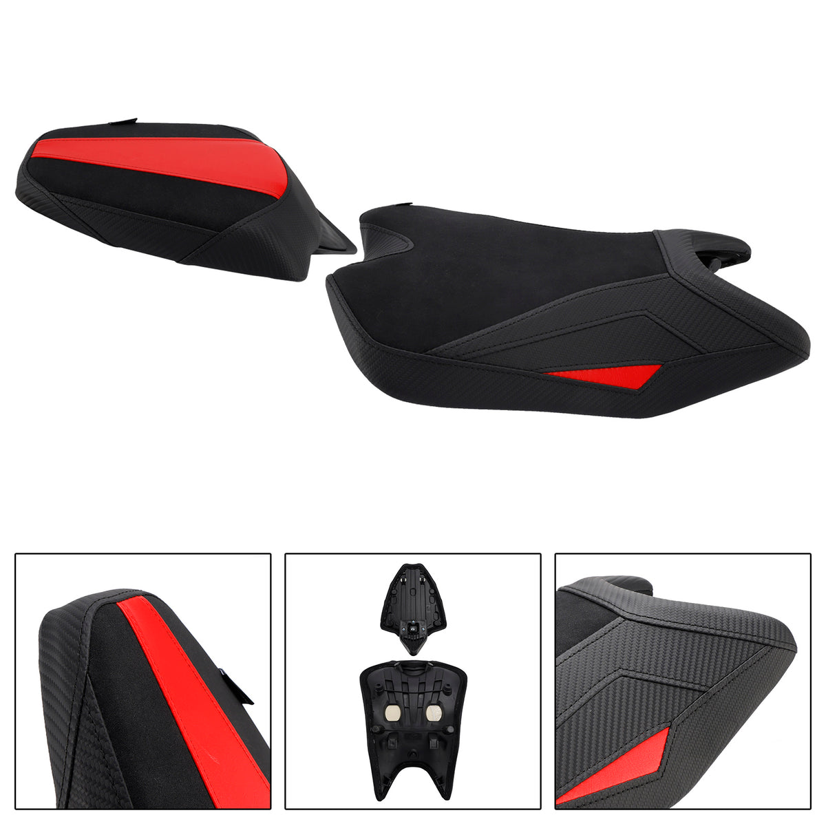 Kit sella conducente e passeggero Rs 457 per Aprilia RS457 2024-2025, cuscino in PU rosso.