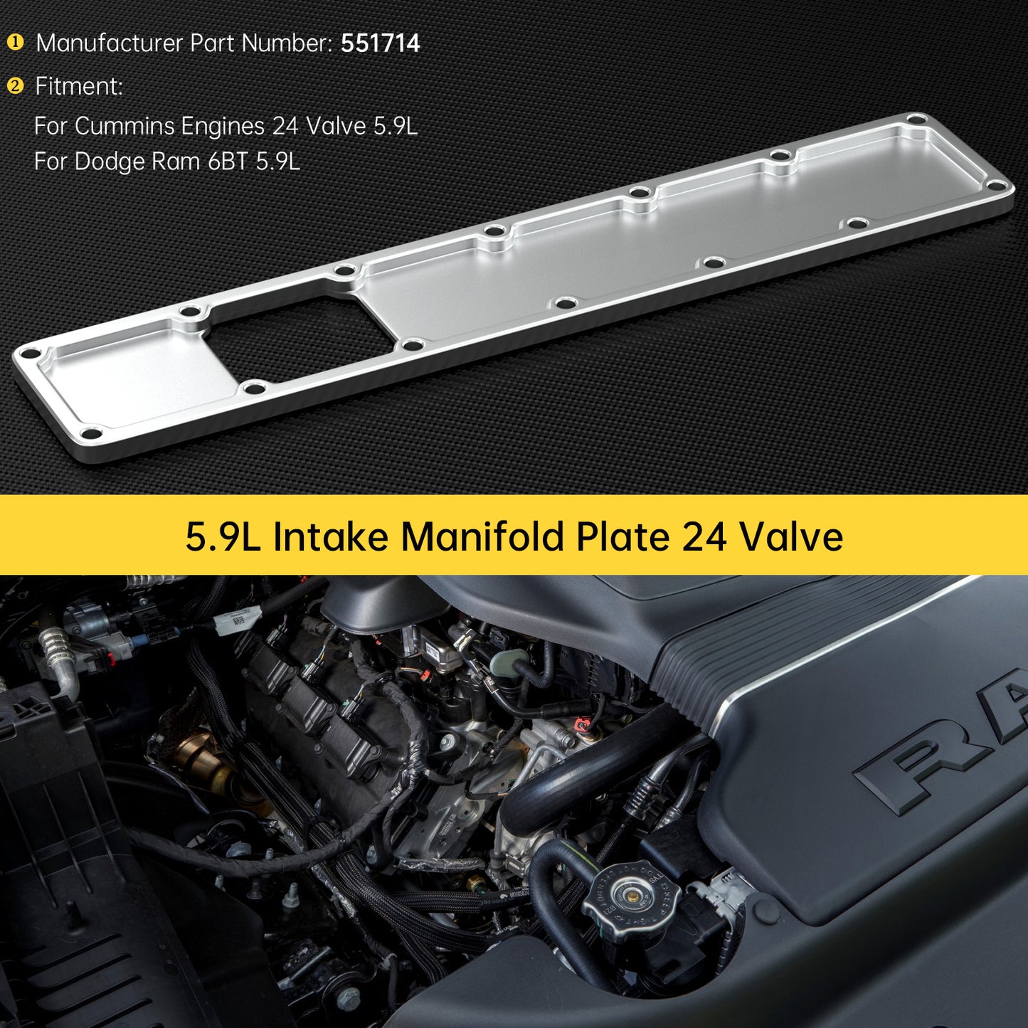 Motori diesel Cummins 24 valvole 5,9 l collettore di aspirazione piastra plenum 24V 551714
