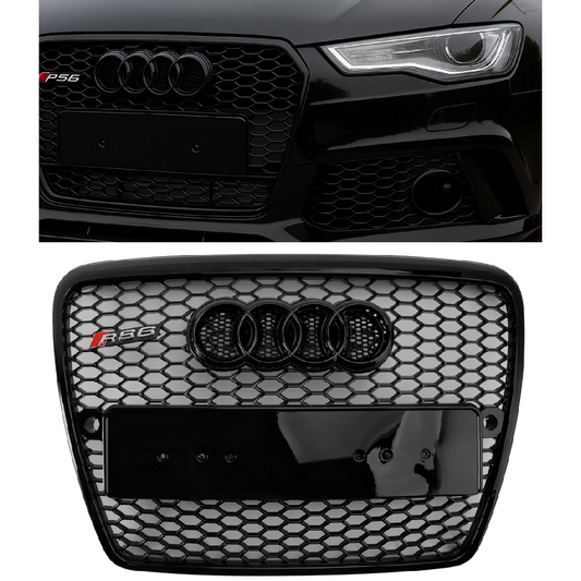 Griglia Anteriore Nido d’Ape Nera per Audi A6 C6 2004-2008 Versione Pre-Facelift