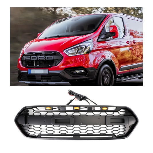 Per Ford Transit Custom Trail 2018-2023 W/ 3LED Matte Black Front Bumper Grille