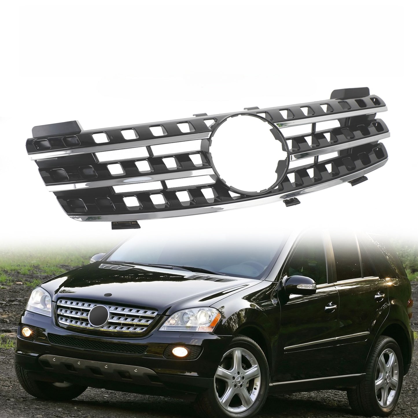 Front Bumper Grille Grill Per Mercedes ML-Class W164 2005-2008 Chrome/Black