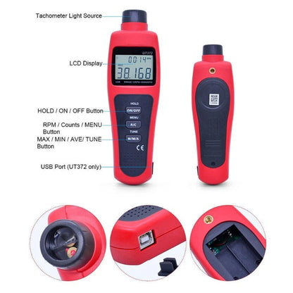 Tachimetro digitale laser senza contatto UT372, misuratore di velocità di rotazione fino a 99999 giri/min.