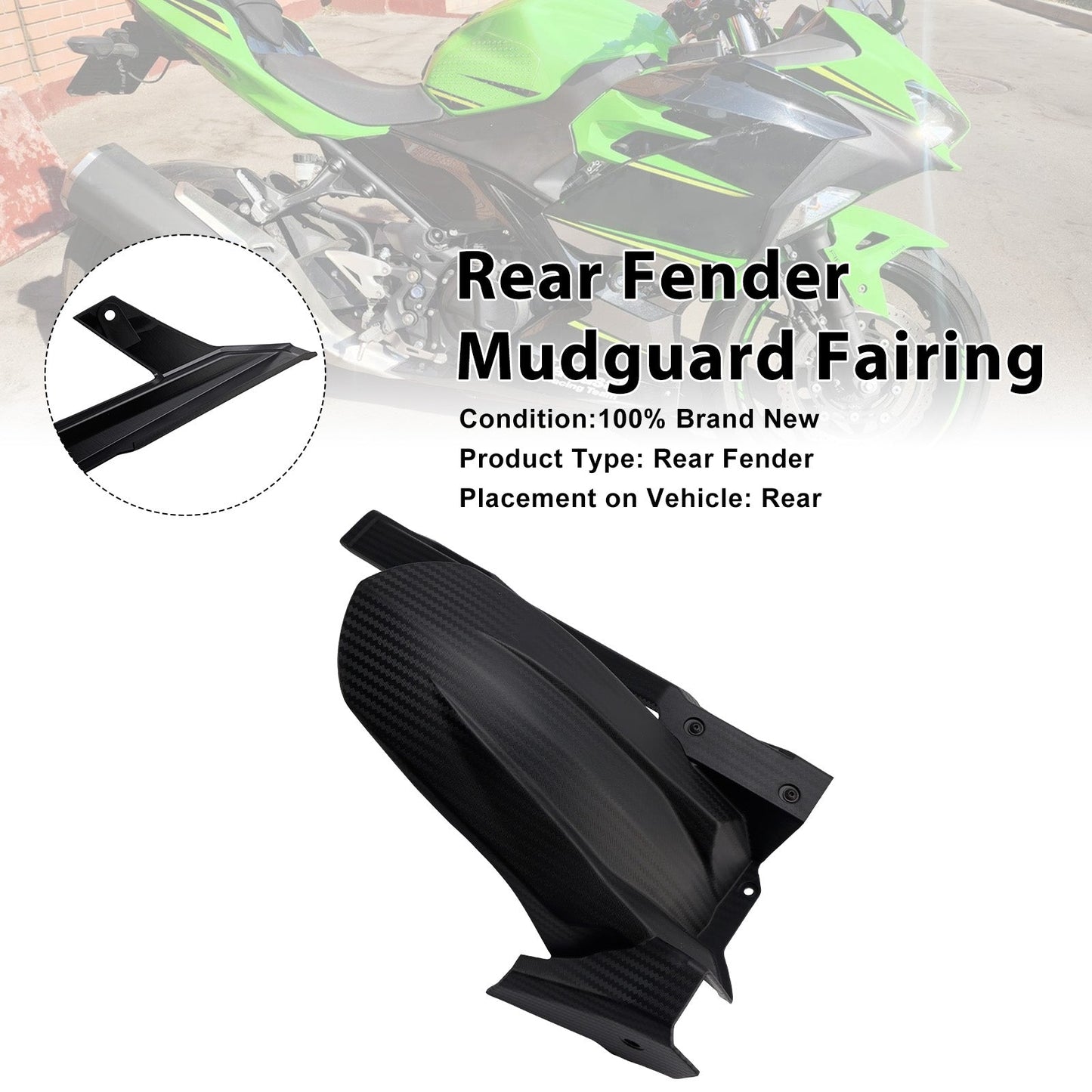 Parafango posteriore per Kawasaki Ninja 400 / Z400 2018-2024