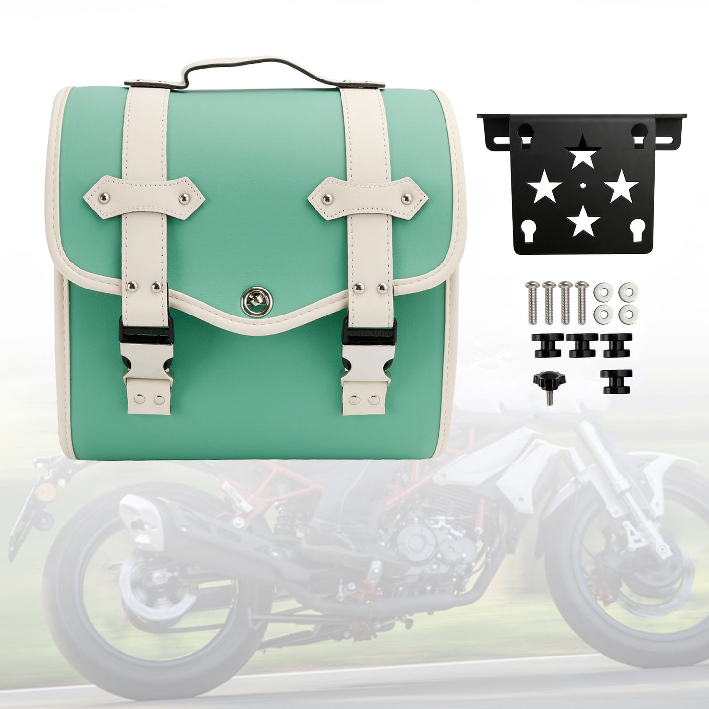 Borsa laterale porta attrezzi, kit di valigie a sgancio rapido, colore verde, per cruiser, adventure cafe.
