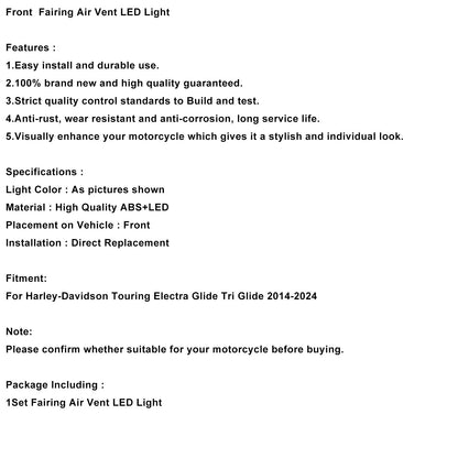 Luce LED per presa d'aria anteriore per Touring Street Glide 2014-2024