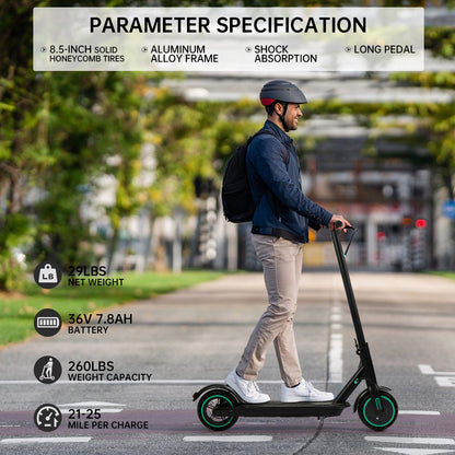 8,5 "Scooter elettrico pieghevole con app 350W 35 km Range 30 km/h Città pendola