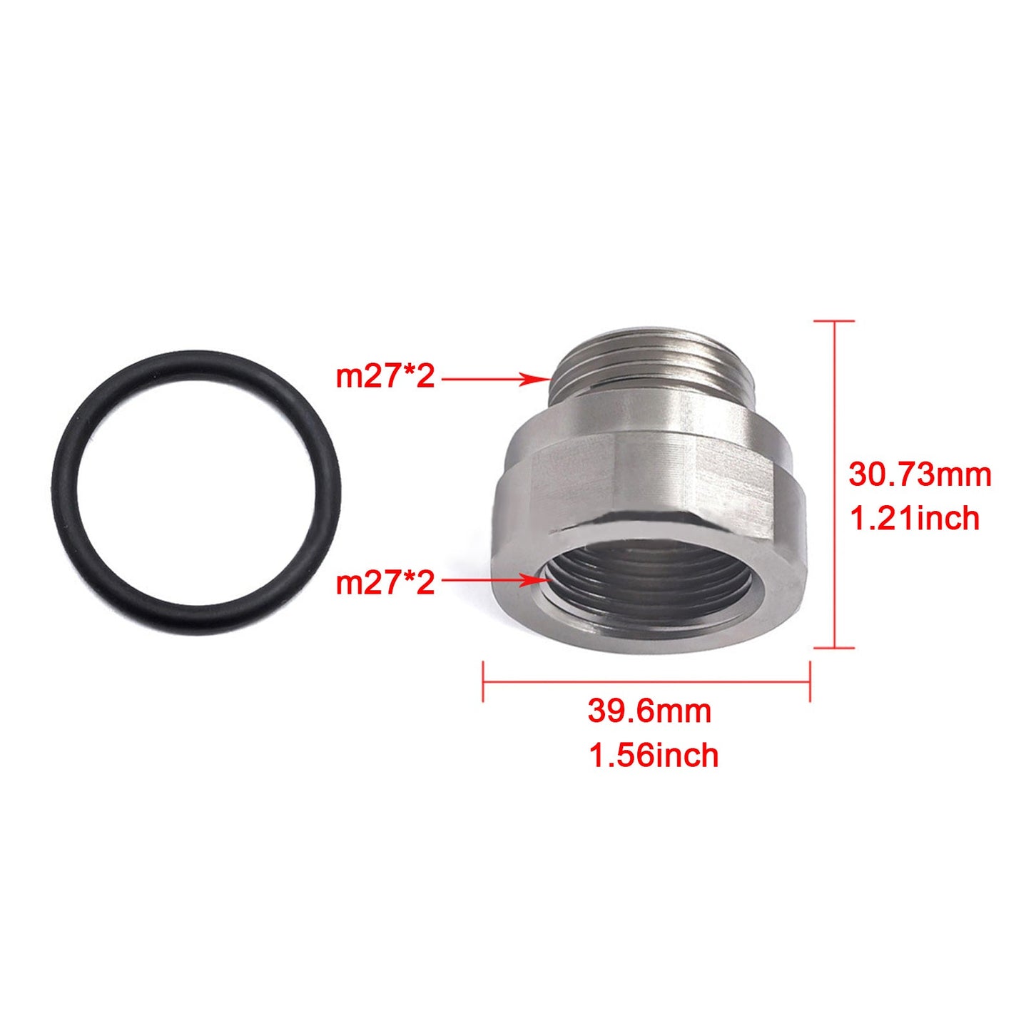 Adattatore per valvola di scarico olio, filettatura 27mm-2.0, colore argento, codice A-211.