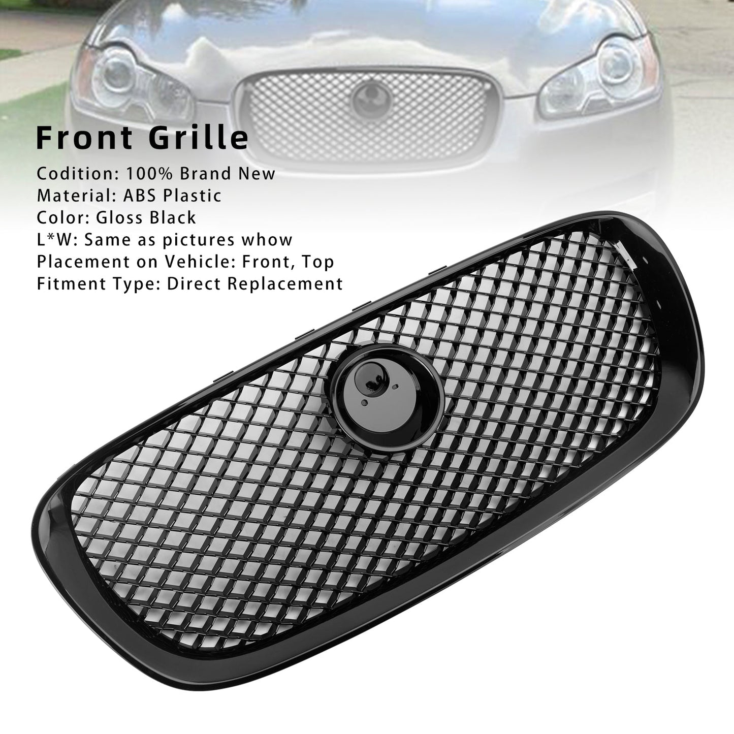 Per Jaguar XF XF-R Style 2008-201 Griglia paraurti anteriore 1 nero lucido