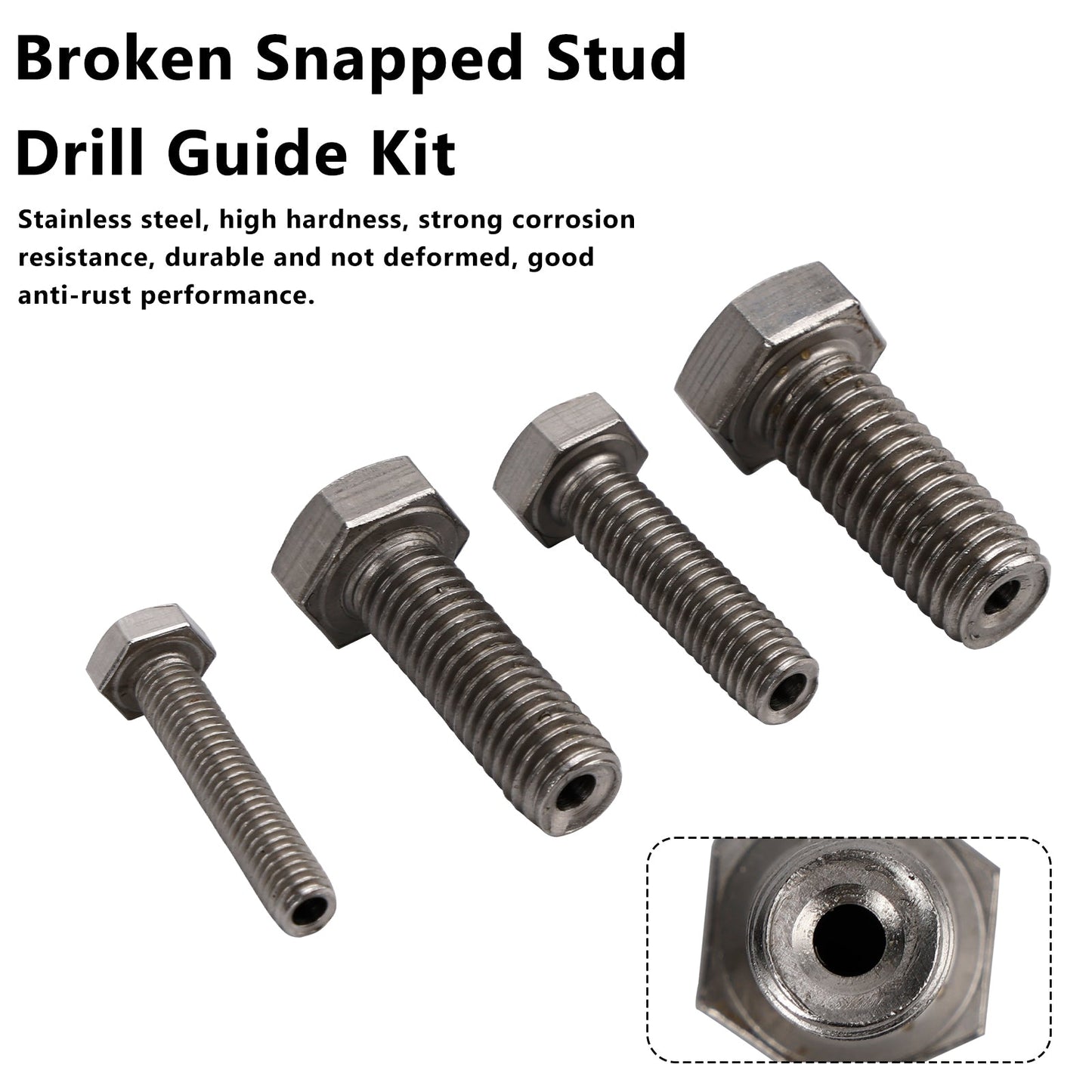 Kit di guide per trapano per prigionieri spezzati in acciaio inossidabile M6, M8, M10 e M12, 4 pezzi