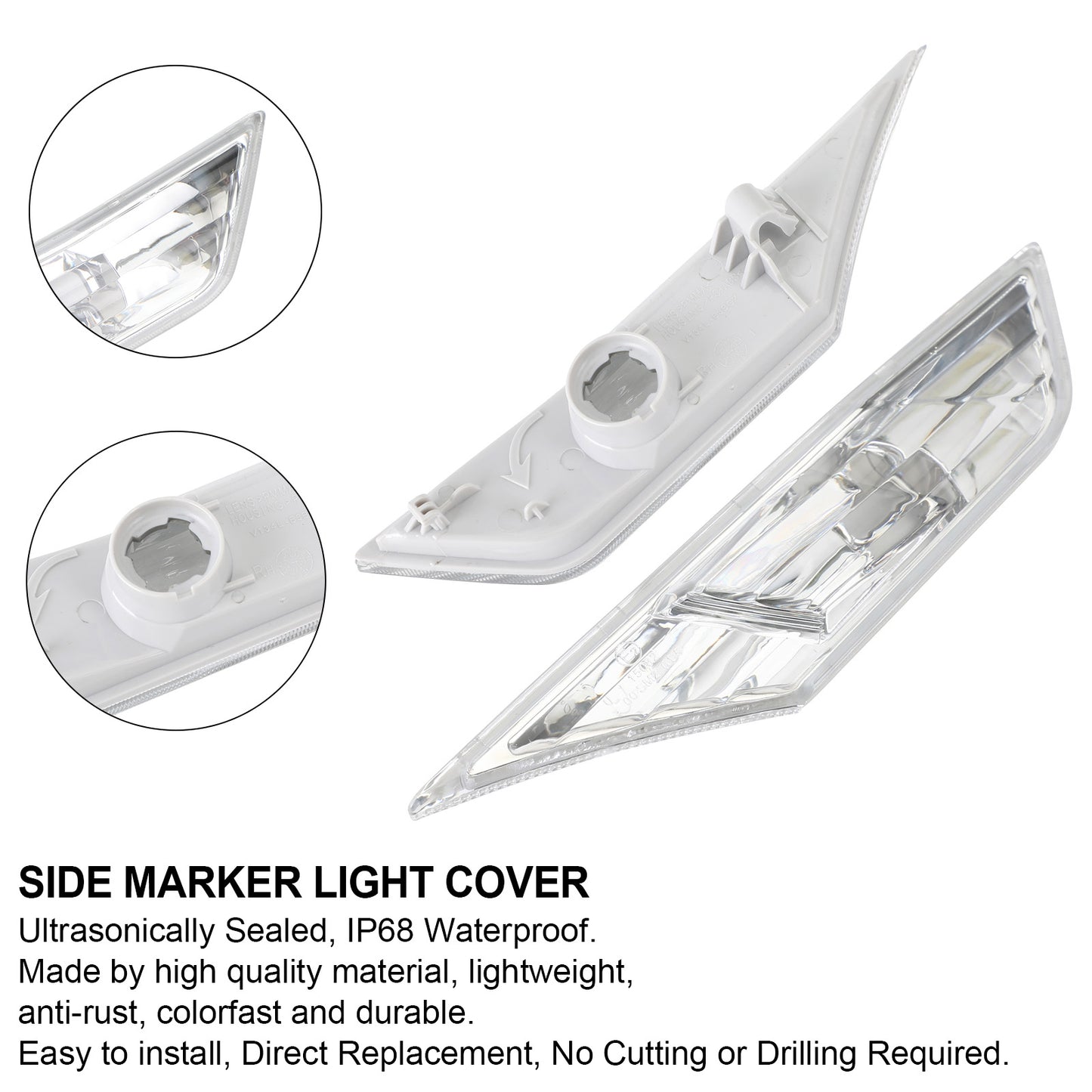 Side Marker Lamp Turn Signal Light Housing per Honda Civic 2016-2021 Clear