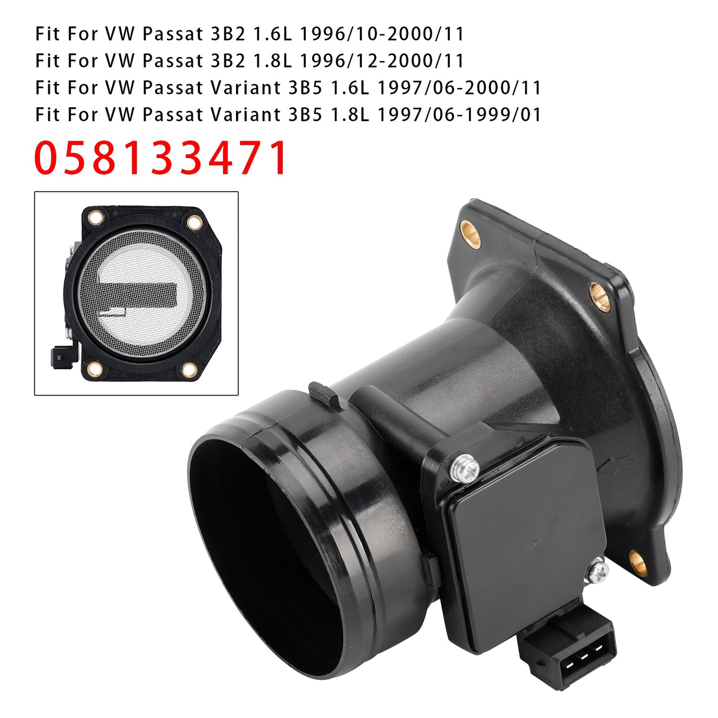 Sensore del misuratore di portata d'aria di massa per Audi A4 B5 A6 C5 VW Passat 3B 1.8L 058133471