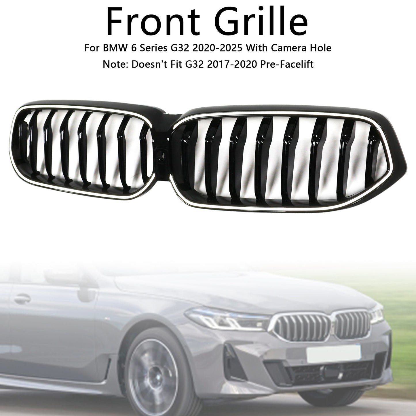 Griglia anteriore a rene nera lucida BMW Serie 6 G32 2020-2025