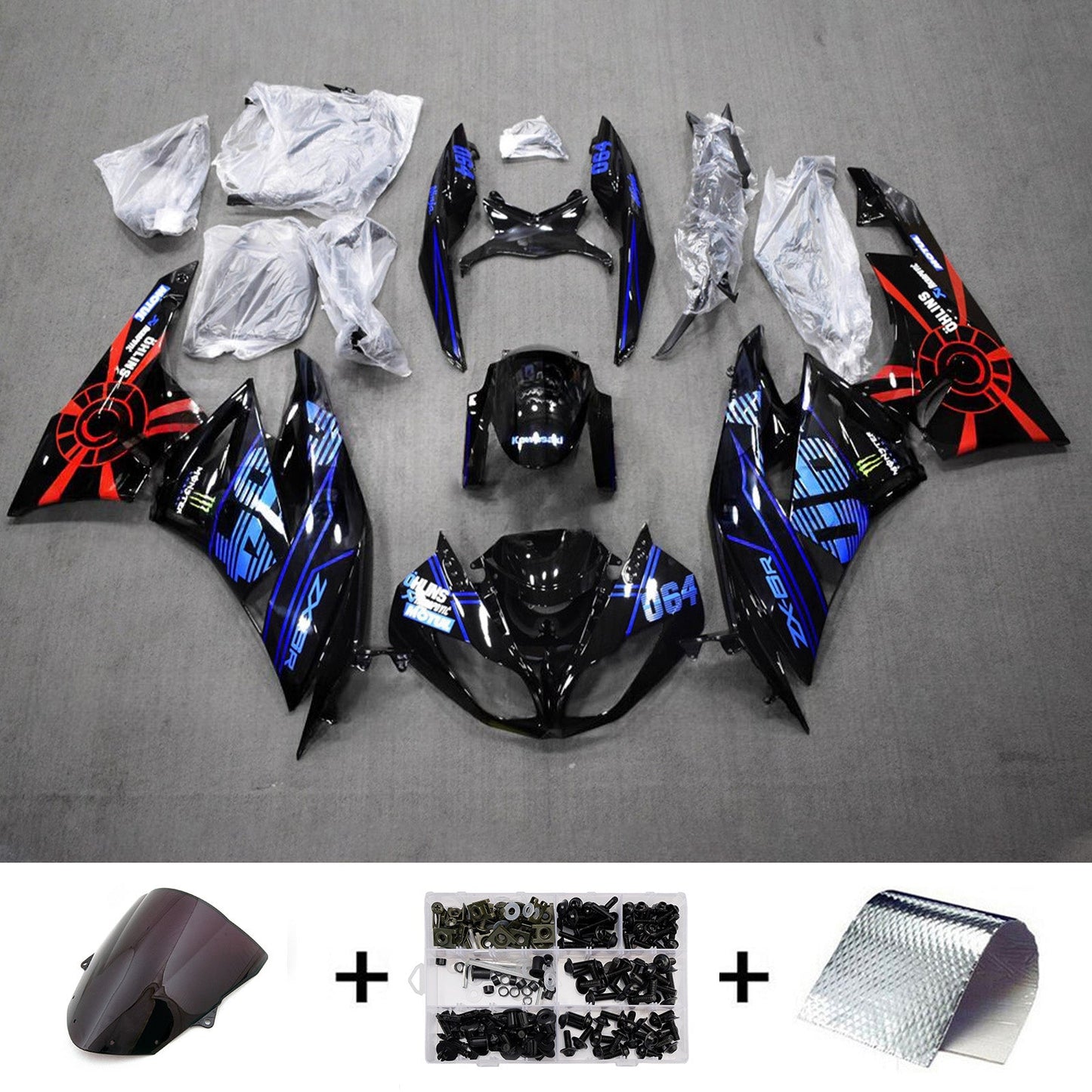 Kit carenatura iniezione in plastica ABS adatto per Kawasaki ZX6R 636 2009-2012