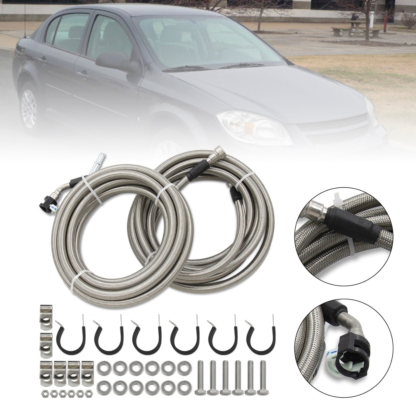 PontiacG5 2007-2008, 2.4L l4 GAS, Kit tubo carburante intrecciato in acciaio inossidabile Quick Fix QFF0015SS