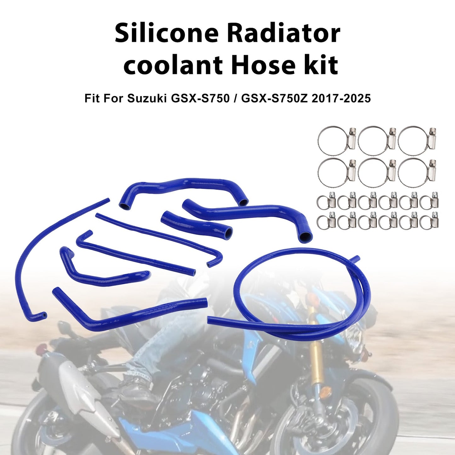 Kit di tubi flessibili in silicone per il liquido di raffreddamento del radiatore per Suzuki GSX-S750/Z 2017-2025