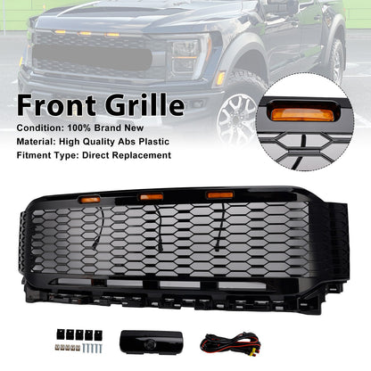 Griglia paraurti anteriore di ricambio in ABS con LED per Ford F150 Raptor 2021-2023