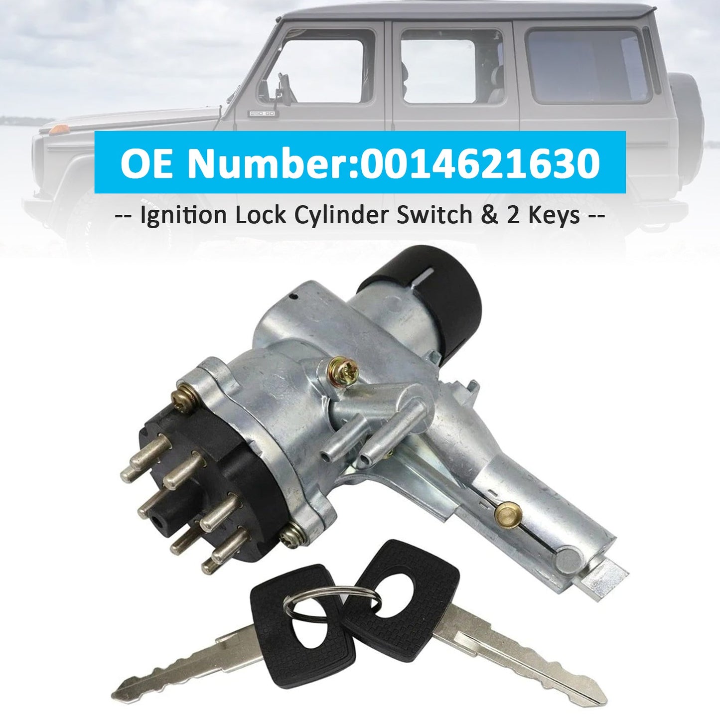 Interruttore del cilindro di blocco dell'accensione e 2 chiavi 0014621630 per Mercedes Classe G W463