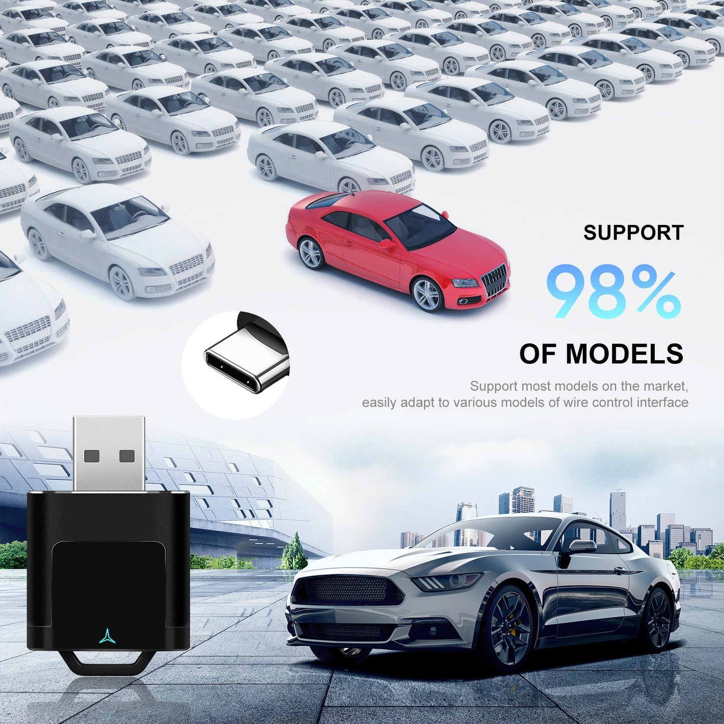 Adattatore wireless 2 in 1 per Apple CarPlay e Android Auto, cablato per auto con CarPlay wireless
