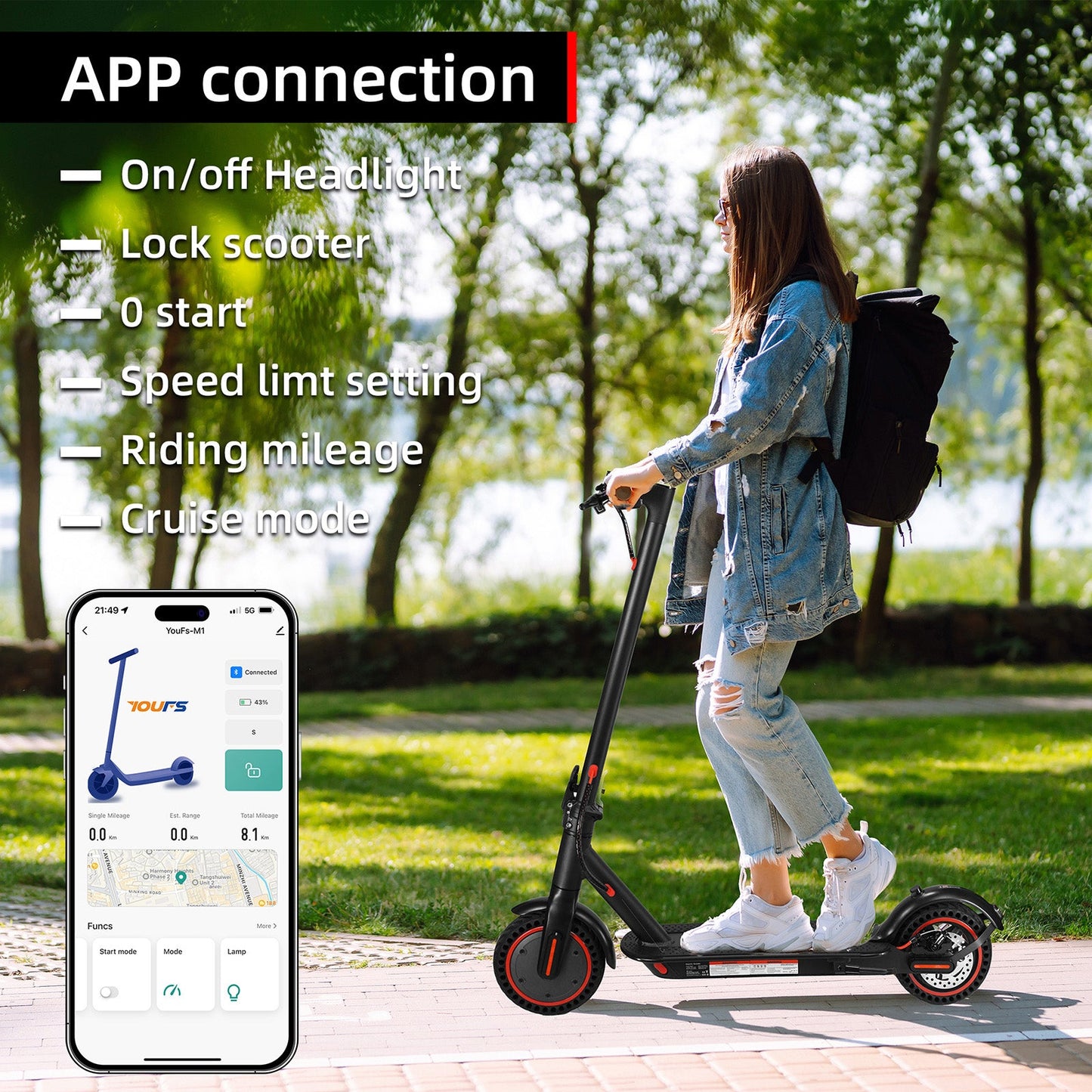 Scooter elettrico pieghevole da 8,5" con app 350W 35KM Portata 25 km/h per spostamenti in città