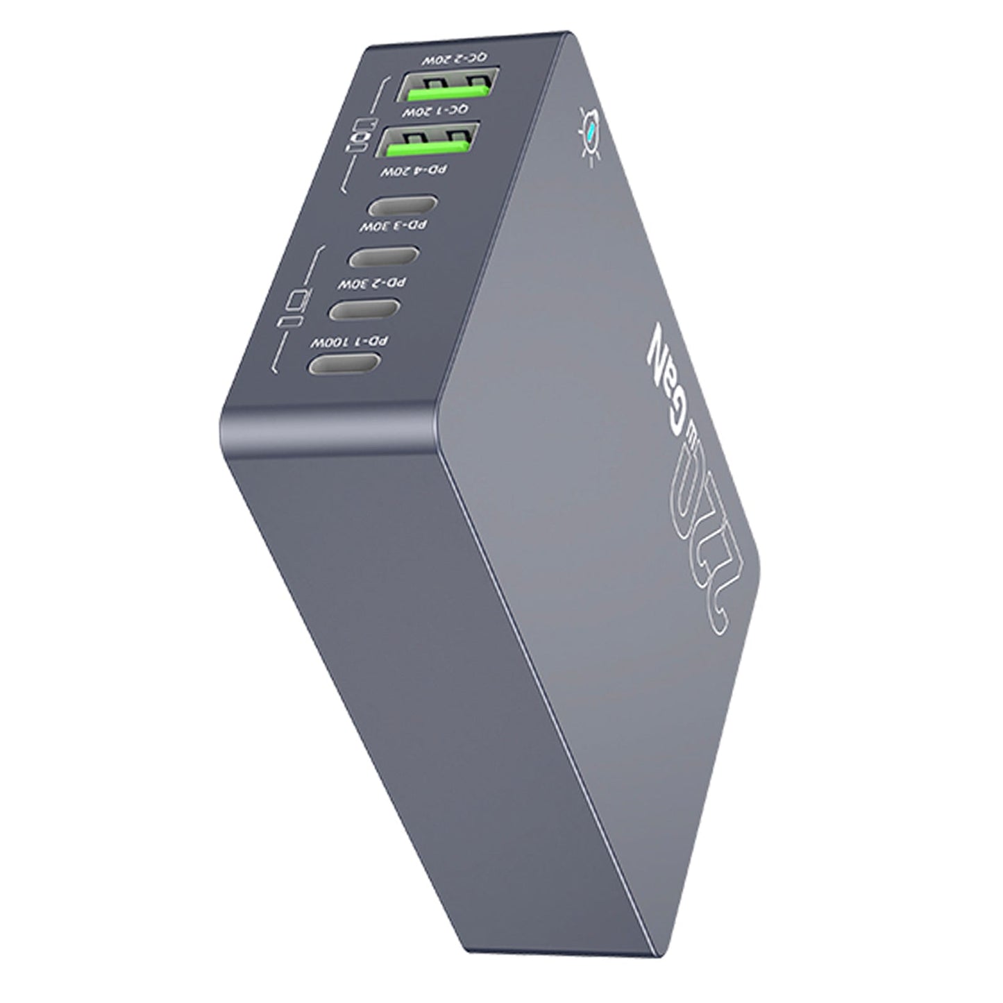 Stazione di ricarica da tavolo F8A Caricabatterie rapido USB a 6 porte Supporto di ricarica PD100W Caricabatterie intelligente Spina UE