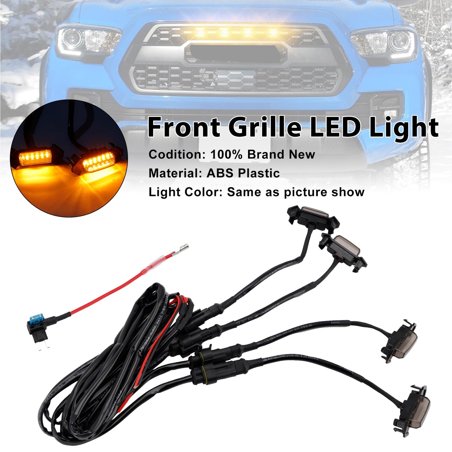 Kit luci LED per griglia anteriore Toyota Tacoma 2016-2023 con lenti fumé color ambra