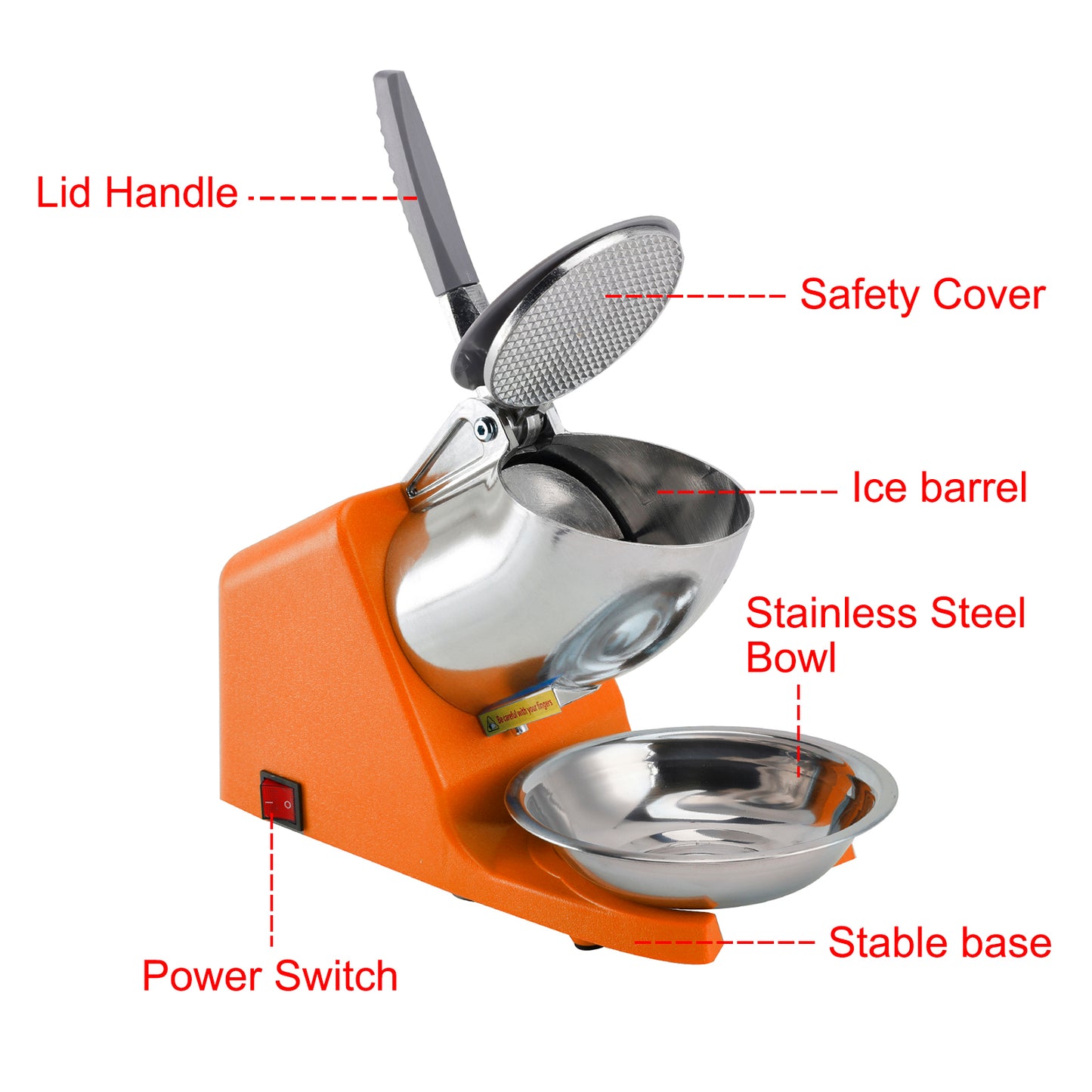 Tritaghiaccio elettrico 143LBS/Hr Macchina per coni di neve Rasoio per ghiaccio 500W Spina UE
