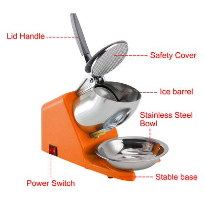 Tritaghiaccio elettrico 143LBS/Hr Macchina per coni di neve Rasoio per ghiaccio 500W Spina UE