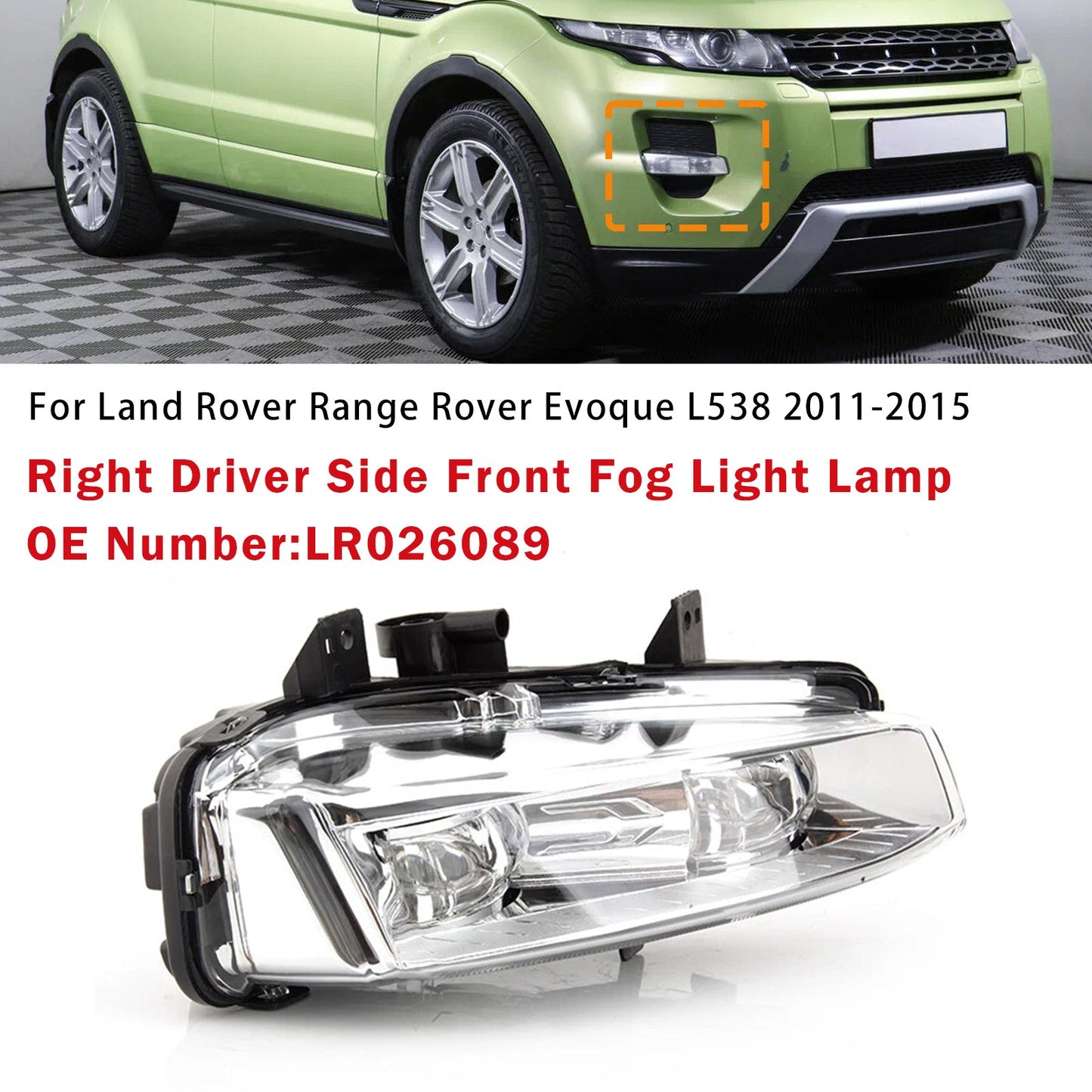 Fendinebbia lato guida destro LR026089 per Range Rover Evoque L538 2011-15