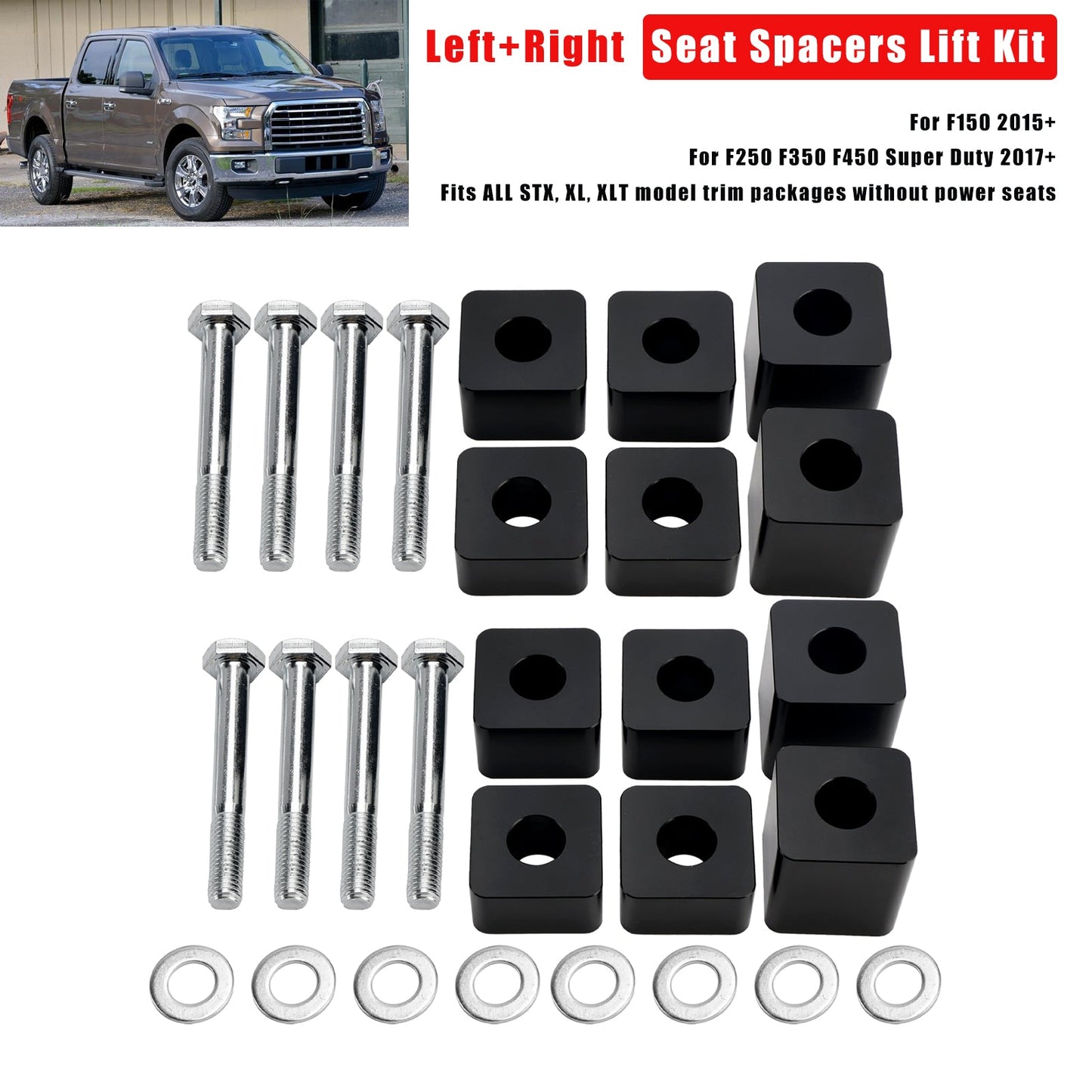 Kit di sollevamento sedile 2x 4/5""-2,4"" per F150 2015+ / F250 F350 F450 Super Duty 2017+